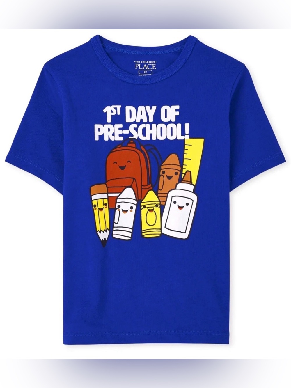 Toddler Boys First Day of Pre-School T-Shirt Blue Short Sleeve Shirt 5T